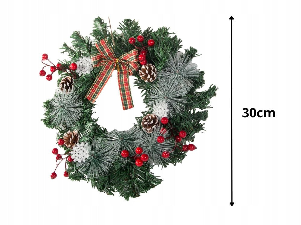 Kalėdinis dekoratyvinis vainikas su kankorėžiais (30 cm) – akimirksniu sukuria šventinę nuotaiką