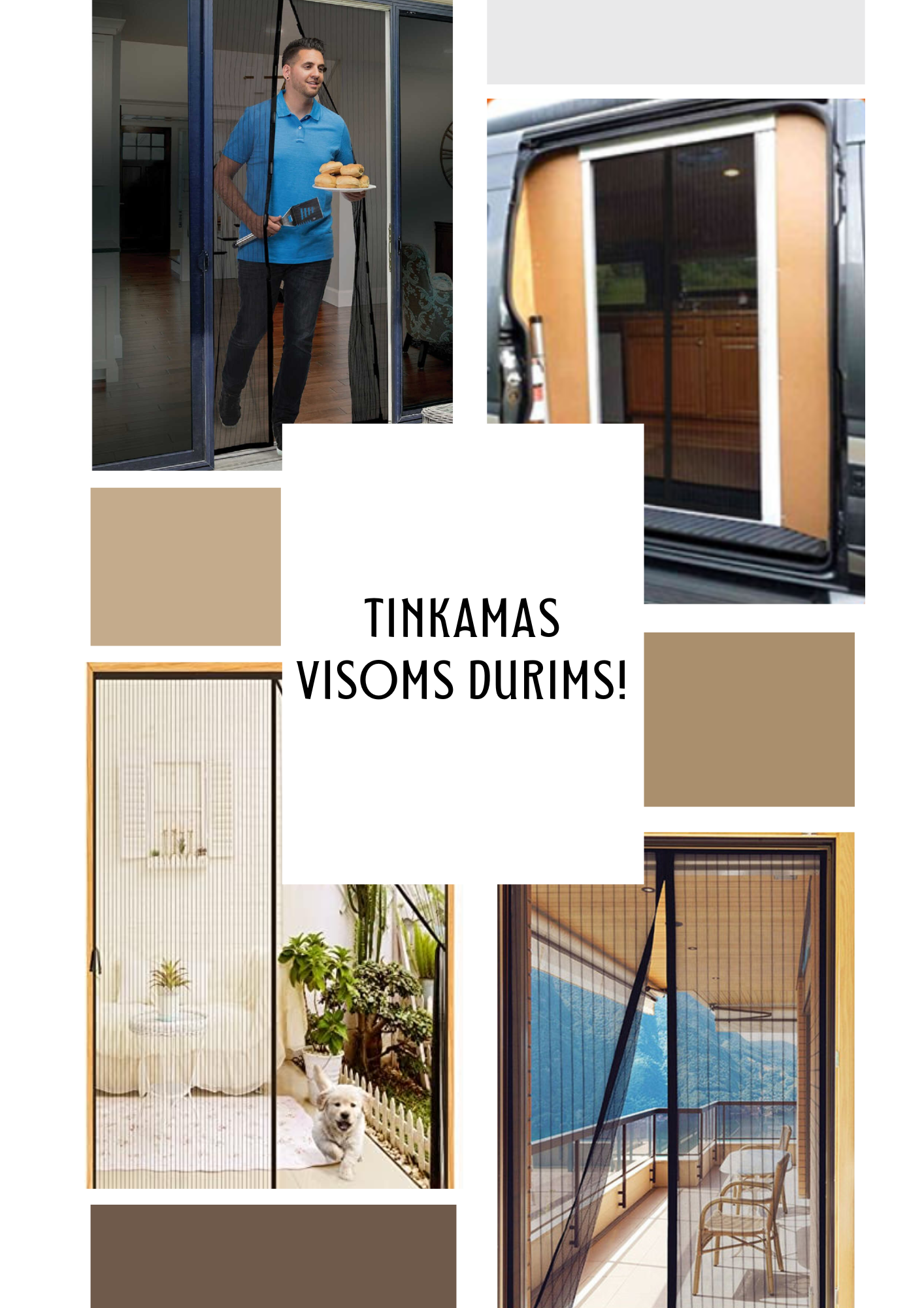 Magnetinis Durų Tinklelis tinkantis visoms durims (Juodas)