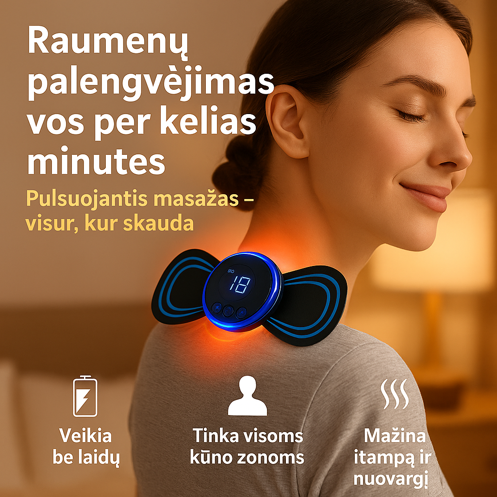 Pulsuojantis raumenų masažuoklis (pulsai, kurie mažina skausmą akimirksniu)