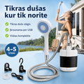 Nešiojamas dušo komplektas su įkraunama pompa (USB, metalinė žarna)