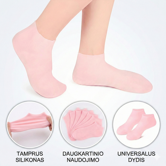 Daugkartinės silikoninės SPA kojinės – akimirksniu minkština odą ir šalina nuospaudas