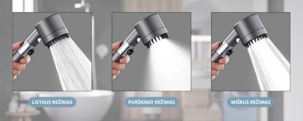 Masažinė dušo galvutė su mineralų filtru (tinka kiekvienam dušui)