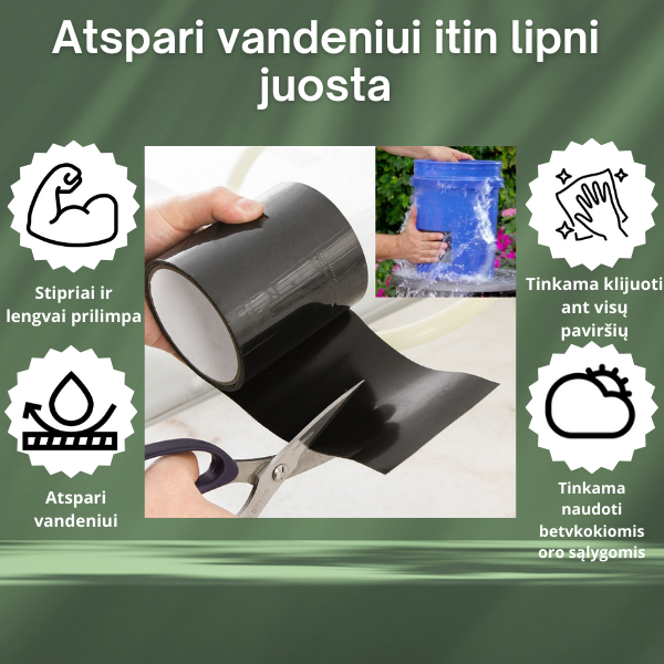 Vandeniui atspari, tinkanti visiems paviršiams ir ypač lipni juosta sandarinimui (ilgis 1.5m, plotis 10cm)