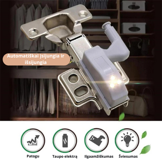 Išmanios automatiškai įsijungiančios ir išsijungiančios LED lemputės (pakuotėje yra 2 vienetai + baterijos dovanų)