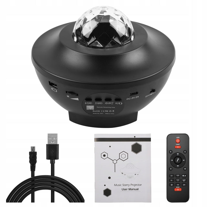 LED žvaigždžių projektorius su muzika ir nuotolinio valdymo pultu – magiškas dangus jūsų kambaryje