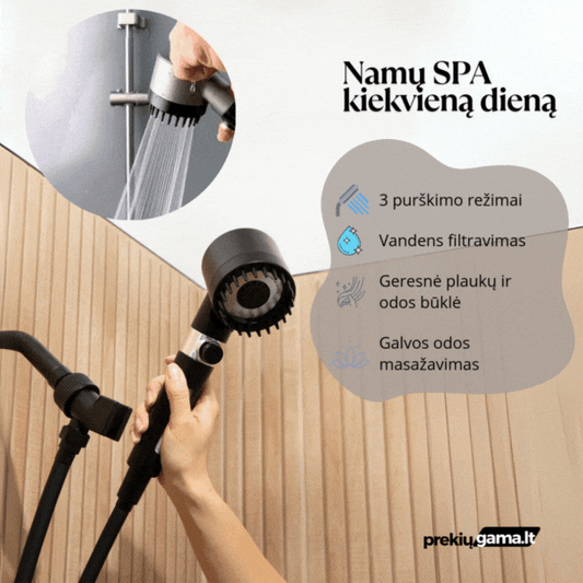 Masažinė dušo galvutė su mineralų filtru (tinka kiekvienam dušui)