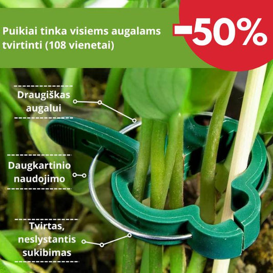 Daugkartinio naudojimo augalų atraminiai segtukai (pakuotėje yra 108 vienetų)