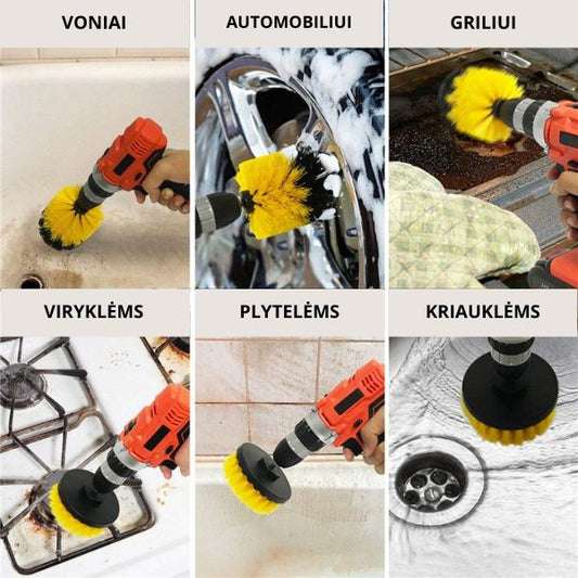 Galingas valymo šepečių rinkinys (3 vnt.)