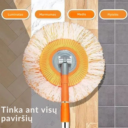 360° besisukanti valymo šluota su teleskopine rankena – pasiek net sunkiausiai prieinamas vietas be pastangų