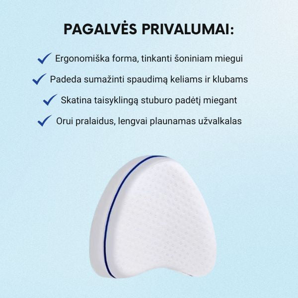 Ergonomiška kojų pagalvė miegui ant šono – stuburo ir sąnarių atramai visą naktį