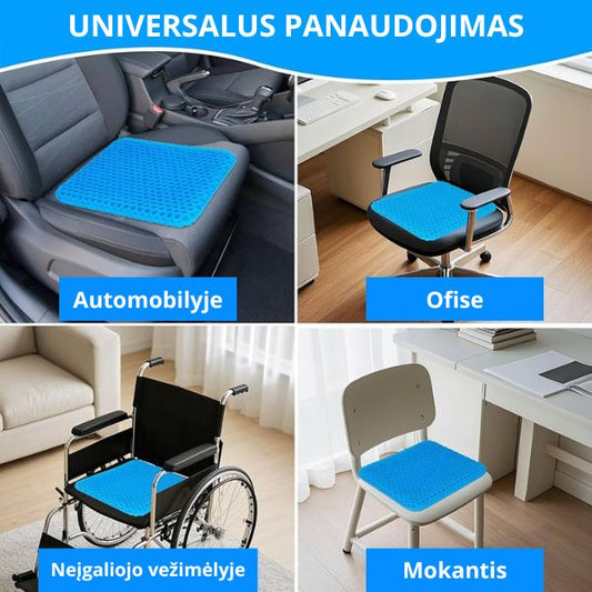 Ergonomiška gelinė pagalvėlė sėdėjimui – mažina skausmą ir užtikrina komfortą