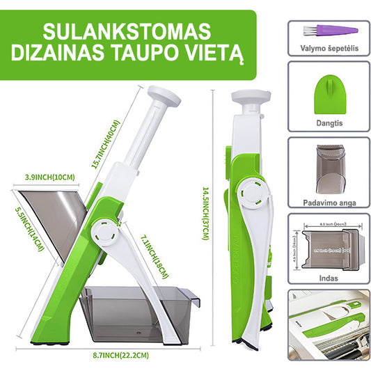 Universalus daržovių ir vaisių pjaustytuvas – greitas ir tolygus pjaustymas be vargo