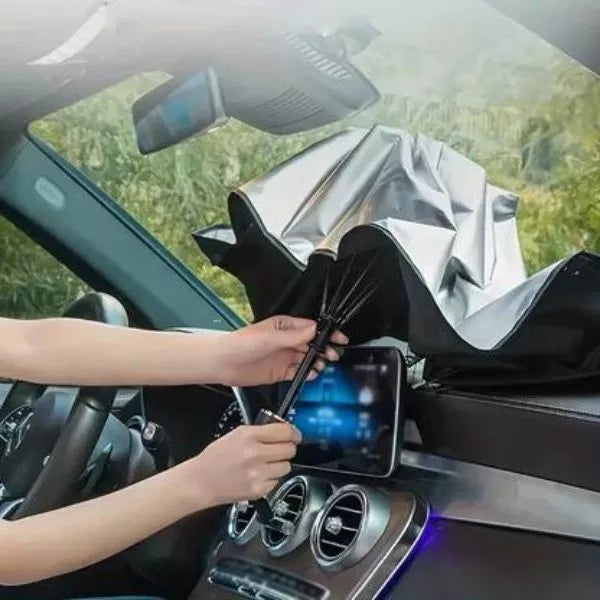 Skėtis automobilio priekiniam stiklui – apsauga nuo karščio
