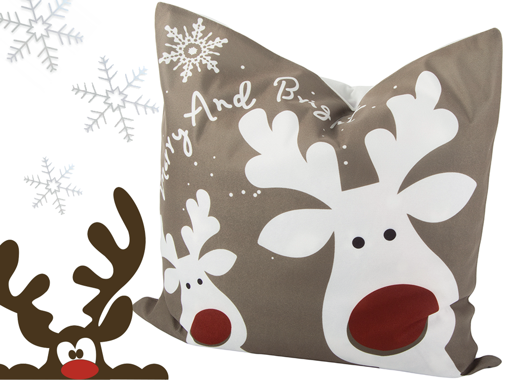 Kalėdinis pagalvėlės užvalkalas 45×45 cm su elniuku Rudolfu