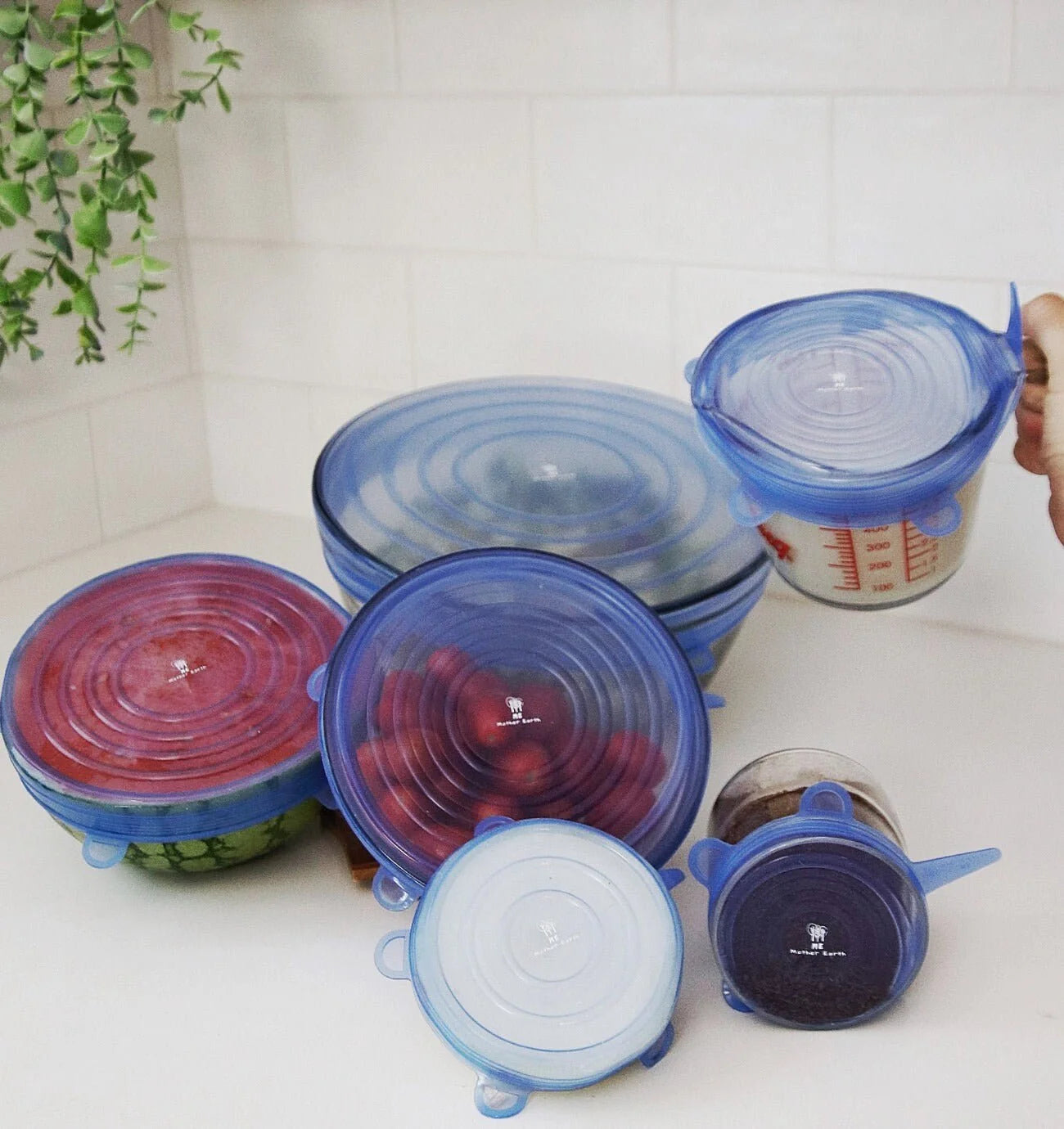 Silikoniniai virtuvės dangteliai, rinkinį sudaro 12 skirtingo dydžio dangteliai