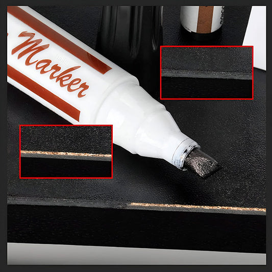 Medinių paviršių atnaujinimo rinkinys – greitas remontas be dažymo (rinkinį sudaro 8 skirtingų spalvų žymekliai ir 8 vaškines kreideles)