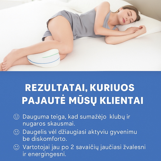 Ergonomiška kojų pagalvė miegui ant šono – stuburo ir sąnarių atramai visą naktį