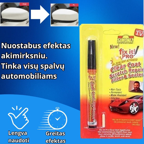 Pieštukas automobilių įbrėžimams šalinti nuo kėbulo dažų