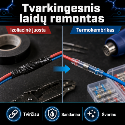 Laidų sujungėjų rinkinys su lydmetaliu 120 vnt. - greitas laidų sujungimas be litavimo