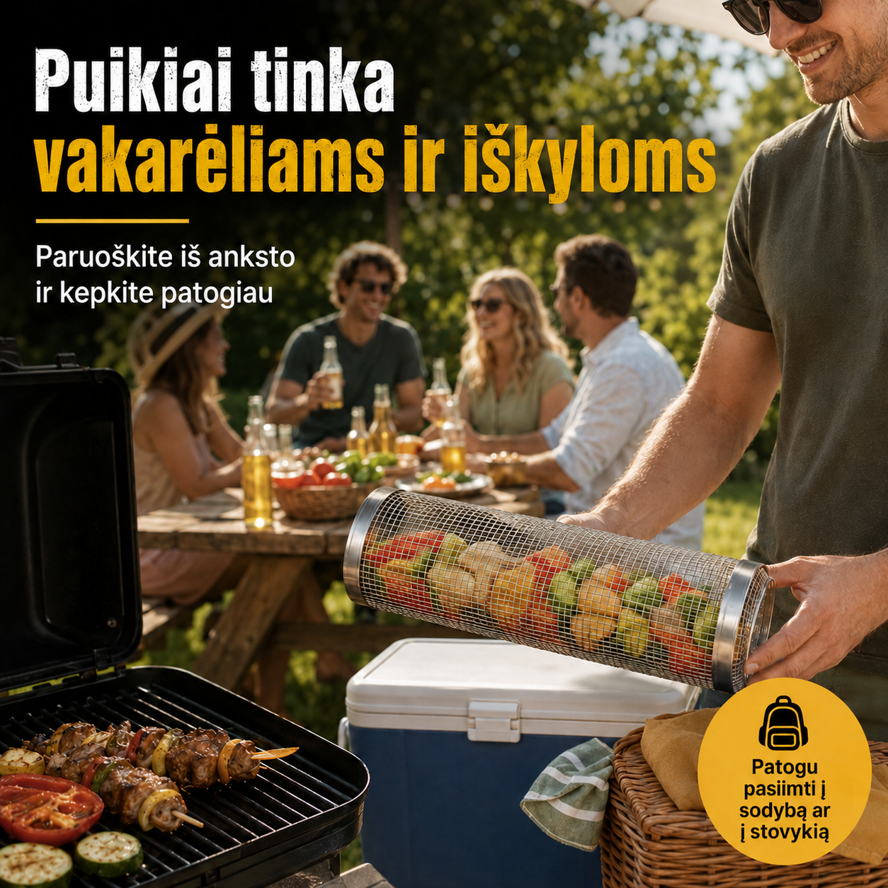 Nerūdijančio plieno grilio krepšelis – patogiam kepimui be maisto kritimo per groteles