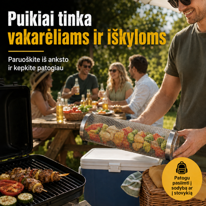 Nerūdijančio plieno grilio krepšelis – patogiam kepimui be maisto kritimo per groteles