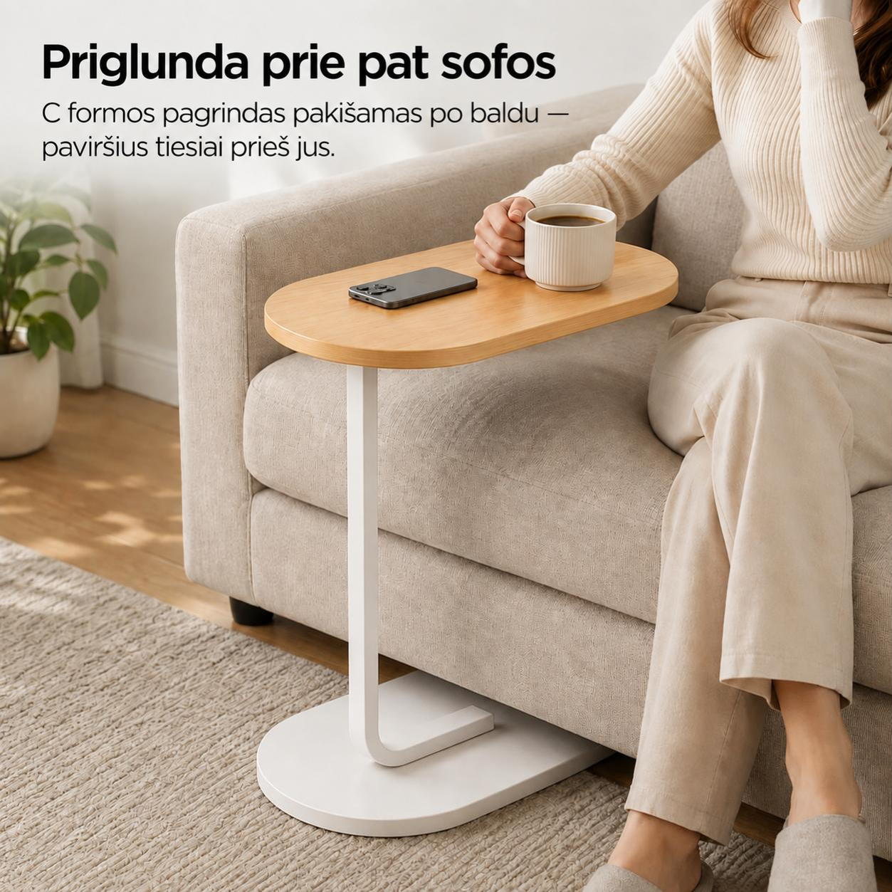 Nešiojamas šoninis staliukas (tinka sofai ir miegamajam, surenkamas per 5 minutes) (Copy)