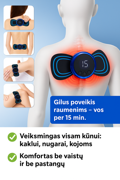 Pulsuojantis raumenų masažuoklis (pulsai, kurie mažina skausmą akimirksniu)