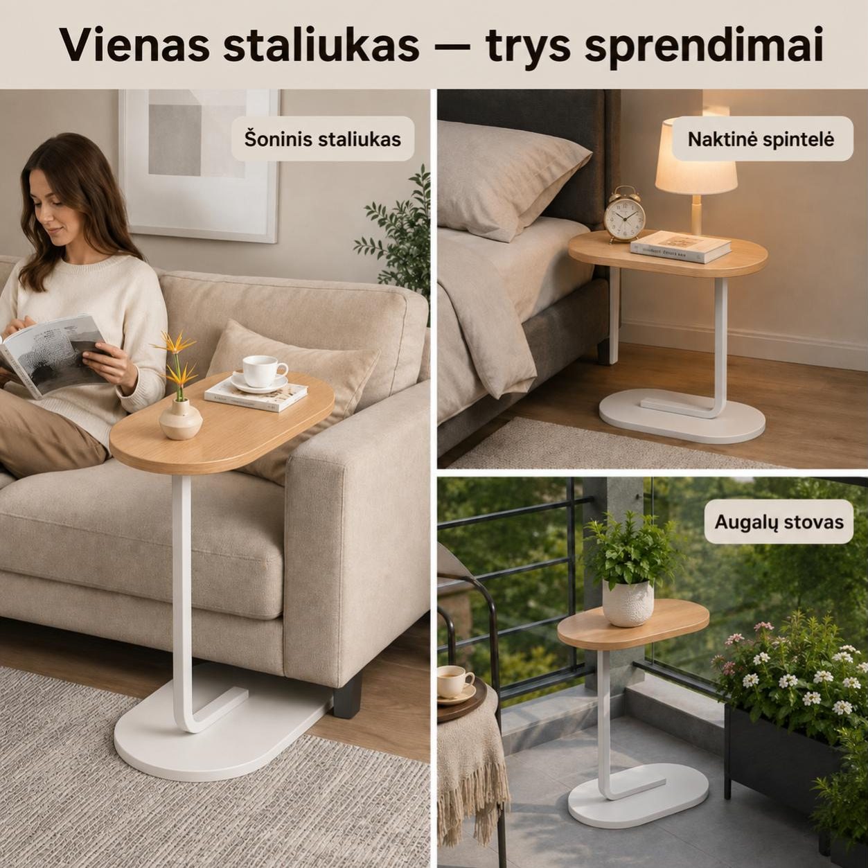 Nešiojamas šoninis staliukas (tinka sofai ir miegamajam, surenkamas per 5 minutes) (Copy)