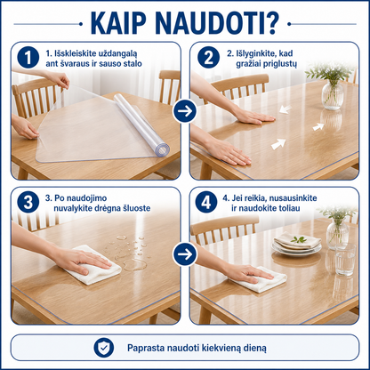 Permatomas PVC stalo uždangalas 90x160 cm – apsauga nuo dėmių ir įbrėžimų