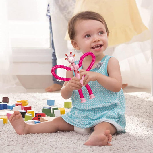 Lankstomų žirafų žaislų rinkinys – lavina kūrybiškumą ir smulkiąją motoriką (rinkinyje 4 vienetai)