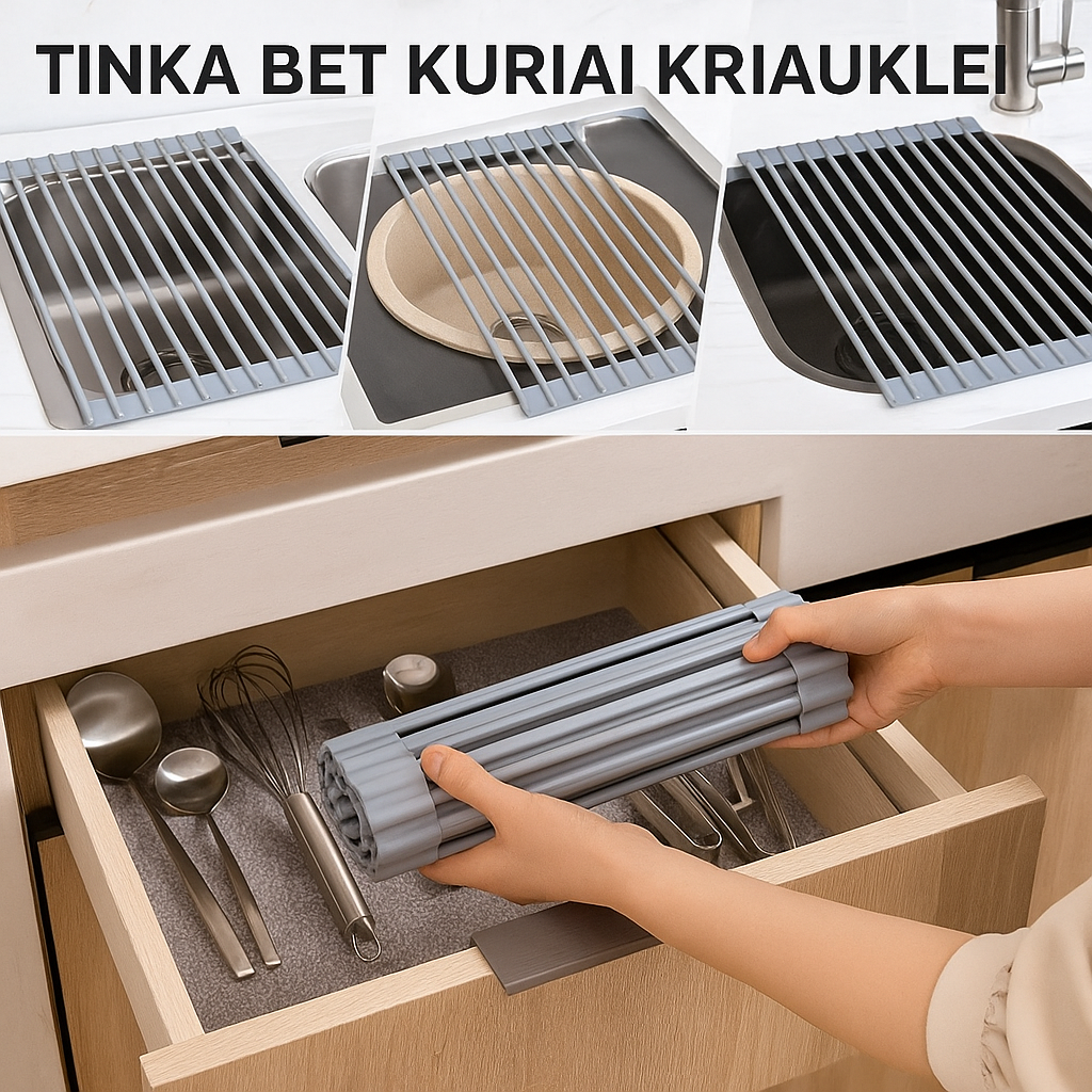 Sulankstomas kriauklės džiovinimo kilimėlis
