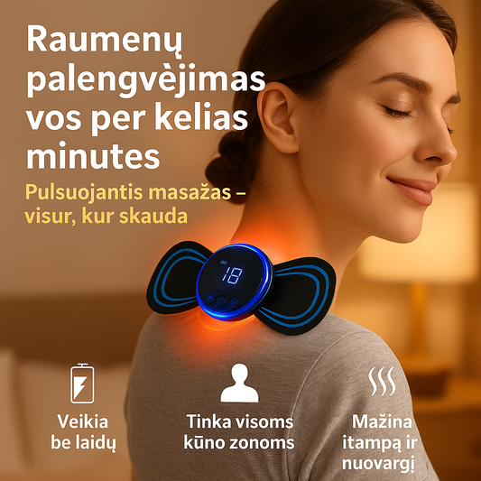 Pulsuojantis raumenų masažuoklis (pulsai, kurie mažina skausmą akimirksniu)