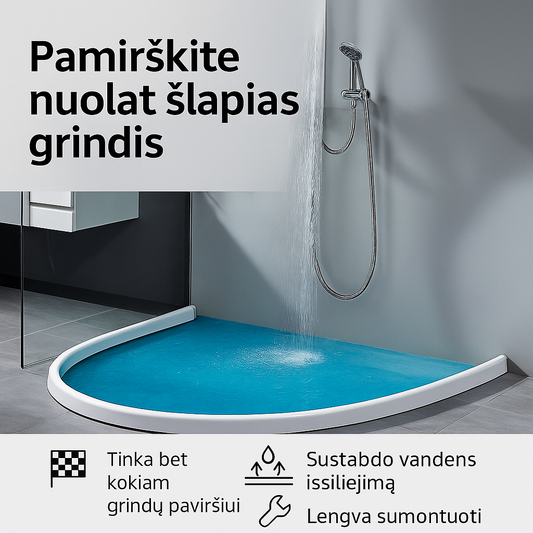 Silikoninė dušo juosta (2 m) – vandens sulaikymas be rūpesčių