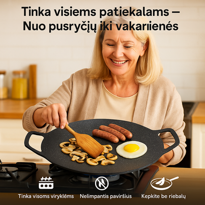 Didelė korėjietiška keptuvė (32 cm) – greitam ir sveikam kepimui be riebalų