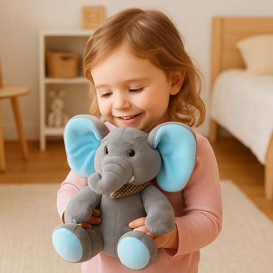 Interaktyvus dainuojantis drambliukas su plazdančiomis ausimis – linksmas mokymasis ir jaukus žaidimas