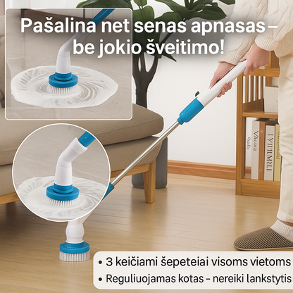 Elektrinis besisukantis valymo šepetys – gilesnis švaros rezultatas be vargo