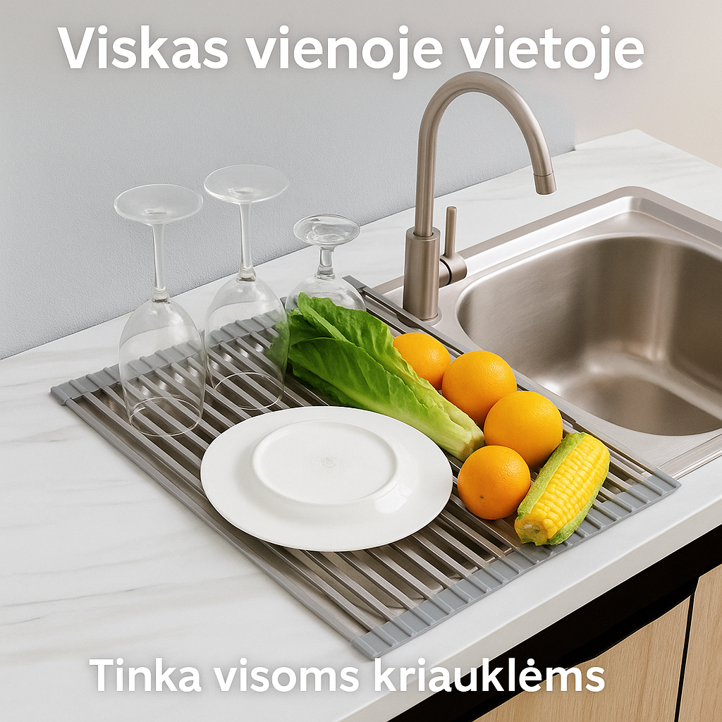 Sulankstomas kriauklės džiovinimo kilimėlis