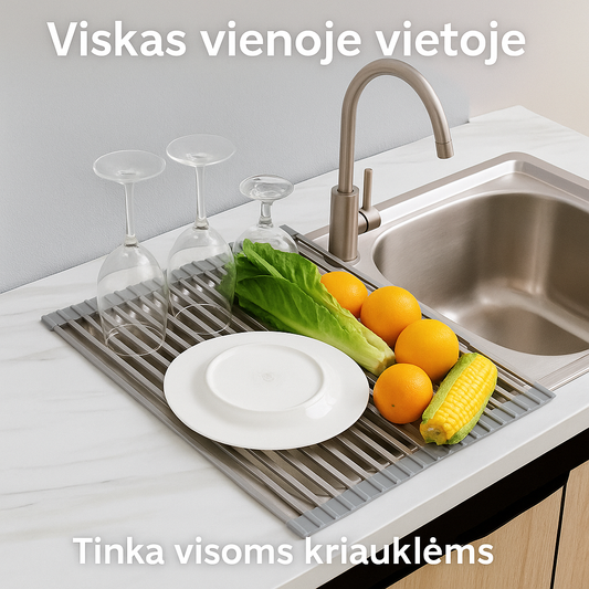 Sulankstomas kriauklės džiovinimo kilimėlis