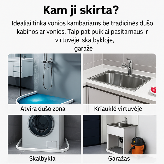 Silikoninė dušo juosta (2 m) – vandens sulaikymas be rūpesčių