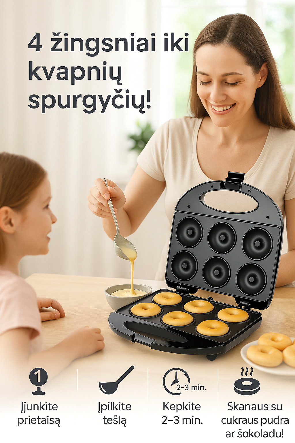 Spurgų kepimo aparatas – tobulos mini spurgos vos per kelias minutes