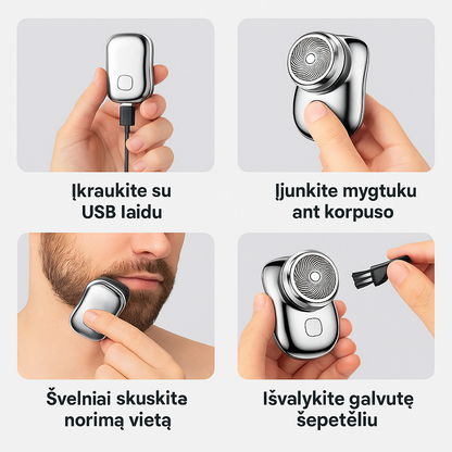 Mini elektrinis skustuvas visam kūnui – glotni oda bet kur ir bet kada