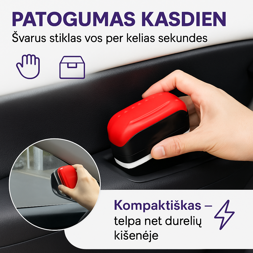 Automobilių stiklų valiklis su šepetėliu – aiškus matomumas ir saugesnis vairavimas