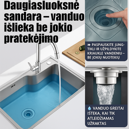 Universalus kriauklės sietelis ir kamštis – apsauga nuo kvapų ir maisto likučių