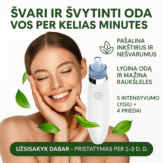Porų valymo ir mikrodermabrazijos prietaisas „2-viename“ – švari ir švytinti oda be pastangų