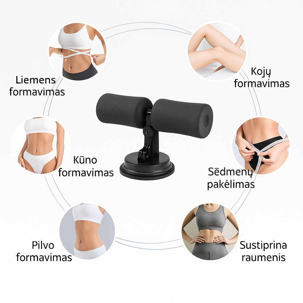Pilvo ir kūno formavimo treniruoklis su reguliuojama atrama – saugios ir efektyvios treniruotės namuose