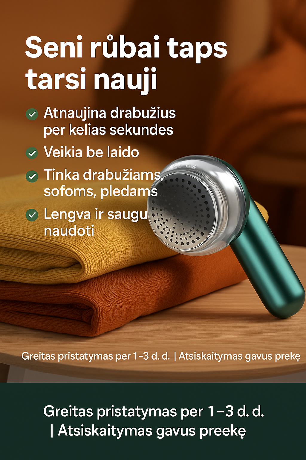 Elektrinis pūkelių valytuvas – drabužiai kaip nauji be pūkelių ir nusidėvėjimo