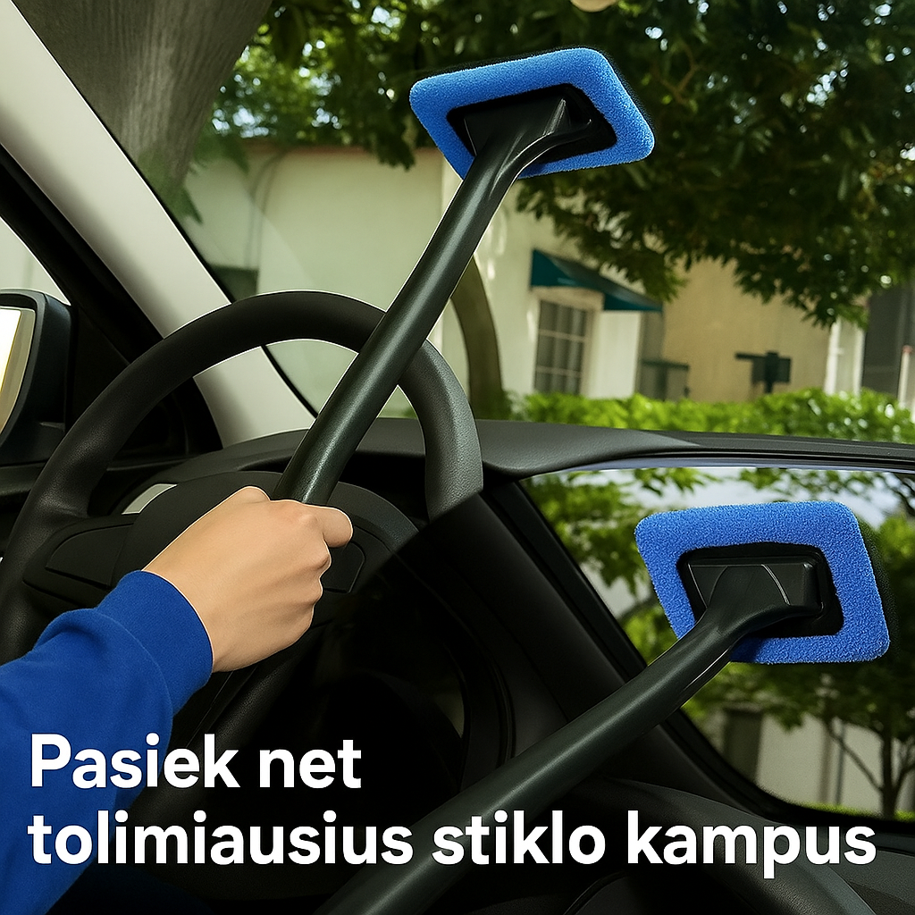 Automobilio langų valymo šluostė su ilga rankena – greitam ir patogiam valymui be dryžių