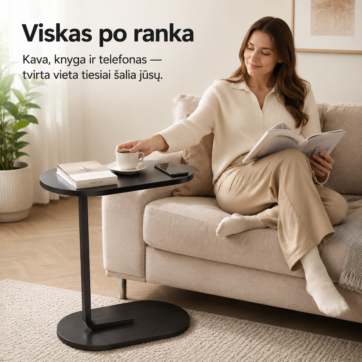 Nešiojamas šoninis staliukas (tinka sofai ir miegamajam, surenkamas per 5 minutes) – nuotrauka 3