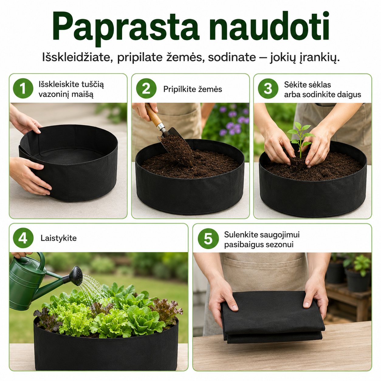 Daržovių ir žolelių auginimo lysvė (sulankstoma, tinka balkonui ir terasai) – nuotrauka 5
