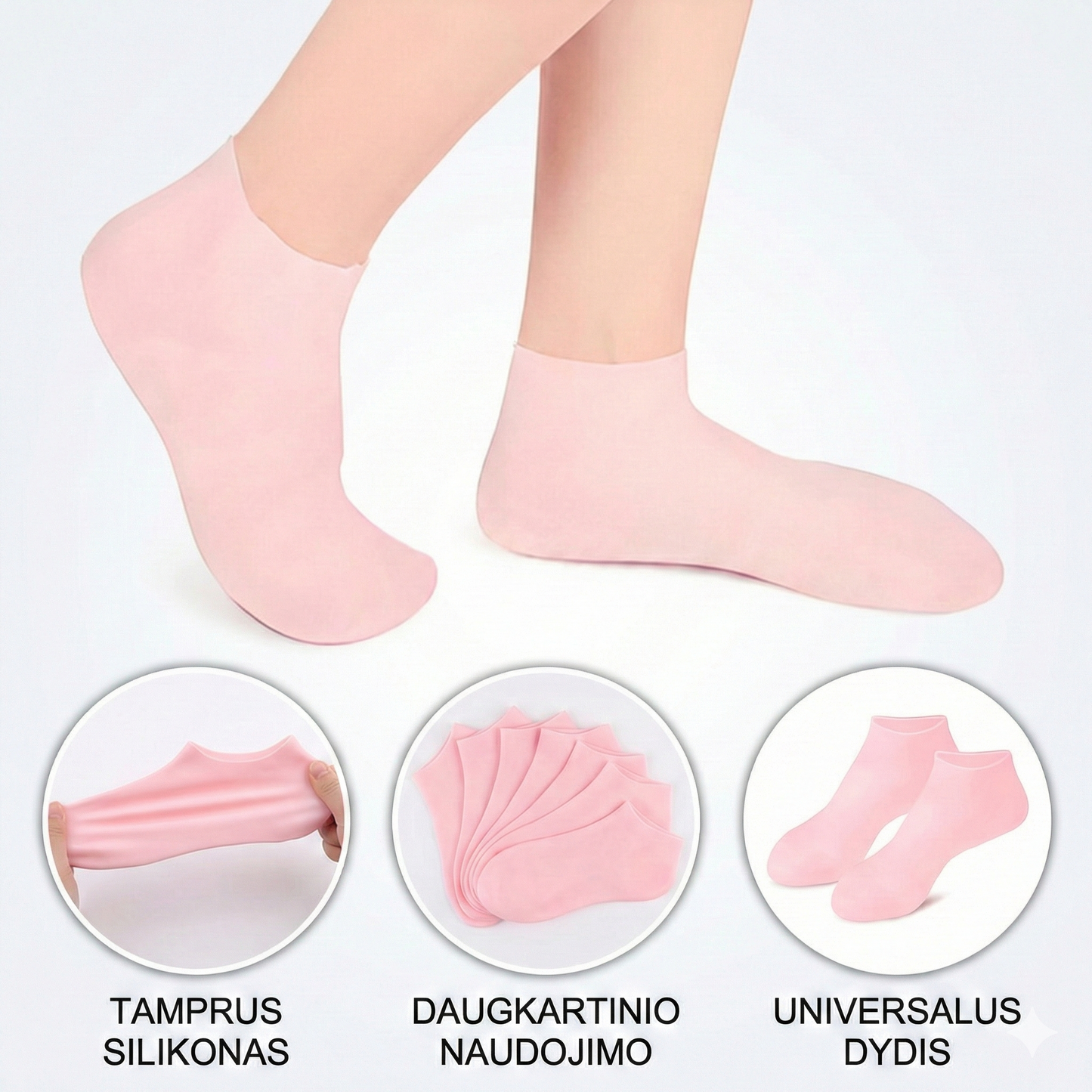 Daugkartinės silikoninės SPA kojinės – akimirksniu minkština odą ir šalina nuospaudas